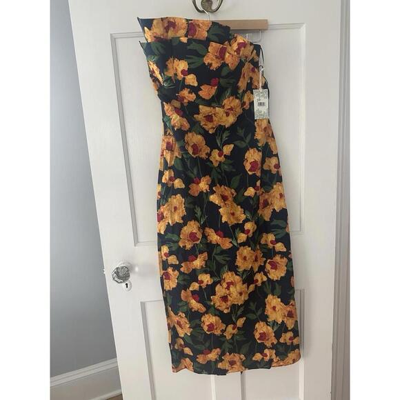 Tuckernuck Hyacinth House Navy + Marigold Floral Ruffle Margot Dress NWT XS - Picture 3 of 6